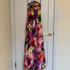 Full length, flower pattern prom dress/gown